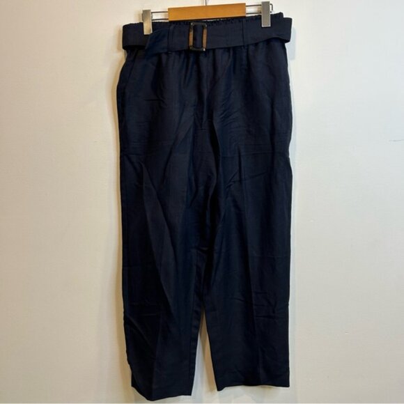 Laura Linen blend belted capri pants summer marine blue - Picture 6 of 9